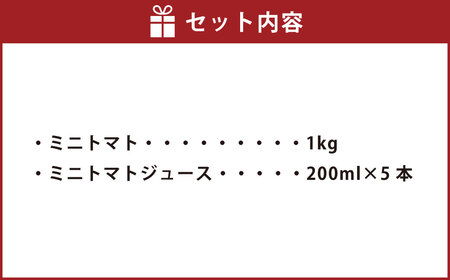 ミニトマト 「北海道ルビー」 （1kg）とミニトマトジュース（200ml×5本）セット 野菜 トマト ミニトマト 高糖度  飲料 ジュース 北海道 浦臼町 【2025年6月下旬～2025年11月下旬発