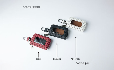 エシカルレザーSobagni スマート キーケース シングル 雑貨 小物 シンプル スッキリ 水や汚れに強い 傷に強い お手入れ不要 高耐久 丈夫 長持ち  レッド