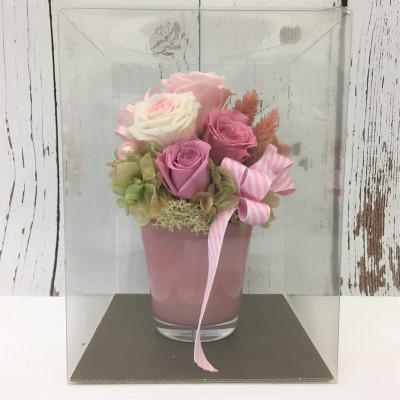 ふるさと納税 釧路町 プリザーブドフラワー アレンジメント ピンク色のバラ＜老舗の花屋さんの手づくり/ギフト用＞ |  | 01