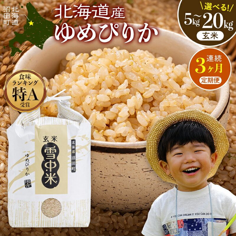 【ふるさと納税】【選べる容量】《2026年6月発送開始定期便》令和7年度産 春摺り 雪中米 ゆめぴりか 玄米 5kg 10kg 20kg 3か月連続定期便 定期便 定期 米 nr-1398var