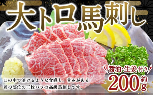 
大トロ馬刺し 200g 馬肉 バラ 霜降り 希少 熊本県 特産品
