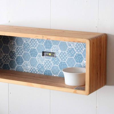 ふるさと納税 江別市 箱型飾り棚　小(和柄ブルー) 杉 北海道 KOTA 手作り 家具職人 モダン |  | 01