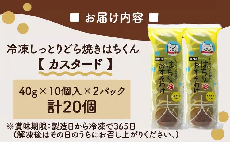 60P5605　冷凍しっとりどら焼きはちくん（カスタード）10個入り×2パック【 東北センバ】