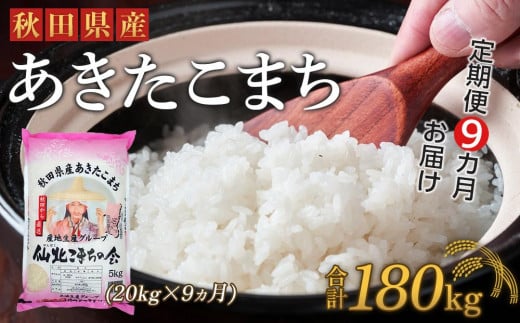 【定期便】秋田県産あきたこまち9か月(20kg×9か月)