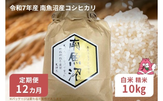 令和7年産 12か月定期便【白米10㎏/12回】越後湯沢産 南魚沼産 コシヒカリ 豪雪を源とする水の恵み【湯沢産 コシヒカリ】