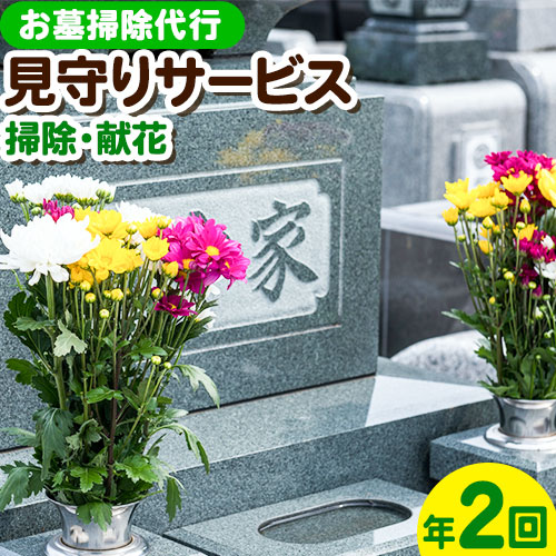 お墓見守りサービス（年2回）《30日以内に出荷予定(土日祝除く)》和歌山県 日高町 日高町シルバー人材センター お墓 清掃代行 献花 ごみ拾い
