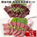 【ふるさと納税】熊本の味 純国産 馬珍味セット 計1kg レバー ハツ 100g×各5パック 刺身用 生レバー 生ハツ 国産馬刺し 馬刺 タレ付き 塩ごま油 熊本 馬肉 馬 刺身 国産 九州 冷凍 熊本県 合志市 送料無料