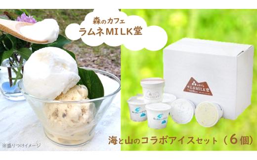 海と山のコラボアイスセット（６個）【 アイスクリーム 食べ比べ カップアイス 6個入 ミルク キャラメル セット 詰め合わせ 贈り物 贈答 プレゼント 人気 アイス あいすくりーむ 手作り フレッシュミルク 焼きいも バニラ 抹茶 藻塩ヨーグルト 】A-20