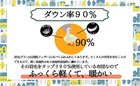 羽毛布団シングル掛け布団日本製ダウン90％1.2kg立体スクエアキルト8か所ループ付き無地クリーム 寝具 軽量 抗菌 消臭 立体キルト 