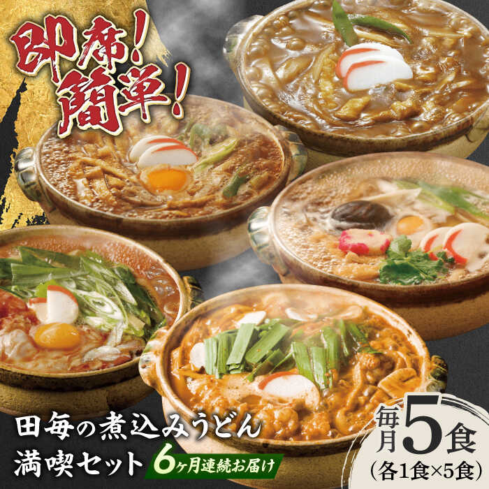 【ふるさと納税】【6回定期便】うどん 岐阜の味 田毎の煮込みうどん満喫セット 即席 カンタン 麺 うどん 味噌 カレー すまし ピリ辛 牛もつ 冷凍 定期便 5種類 詰め合わせ 食べ比べ フルセット 鍋不要 水不要 老舗の味 名店 ギフト 人気 岐阜市 / ラボレムス[ANFP015]