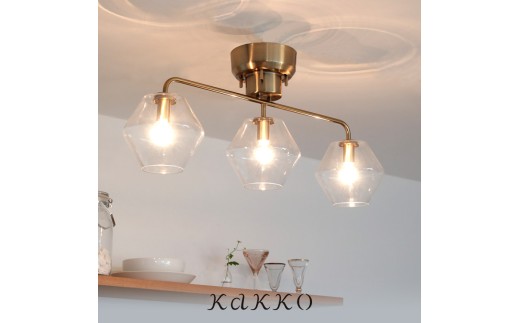 pelata シーリングライト 3灯 silmu シリム クリア ガラスシェード 照明 おしゃれ 照明器具 6畳 8畳 かわいい 真鍮 北欧 LED 電気 天井照明 直付け ダイニング用 リビング照明 ダイニング照明 和室 寝室 トイレ キッチン E17 kakko｜a75silmu-3｜E26