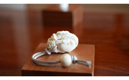 現代の名工・宮澤宝泉作　象牙根付「龍」[5839-2075]