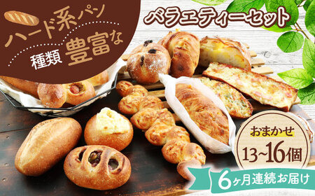【6回定期便】 ハード系パン お楽しみバラエティーセット 13～16点 【パンの店 カッタン】 パン 食パン 大人気[MEJ015]