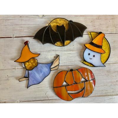 ふるさと納税 静岡市 ステンドグラス　ハロウィンオーナメント　コウモリ |  | 01