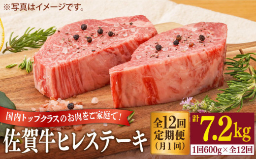 
【12回定期便】佐賀牛 ヒレ ステーキ 600g【桑原畜産】 NAB080
