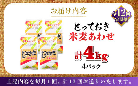 全12回定期便 とっておき米麦あわせ 4kg みそ BHAE017 みそ