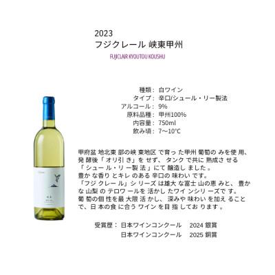 ふるさと納税 甲州市 フジクレールワイナリー 峡東甲州　750ml |  | 01