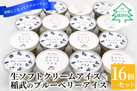生ソフトクリーム＆いなぶのブルーベリーアイス16個セット 10000円 アイスクリーム ソフトクリーム ブルーベリー ミルク
