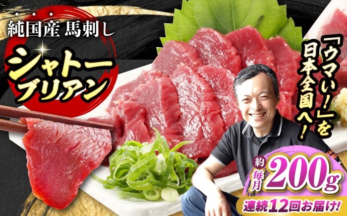 
                  【全12回定期便】『純国産』熊本の味 赤身 馬刺し シャトーブリアン 約200g チルド 冷蔵 / 熊本 馬刺し 馬刺 ばさし バサシ 馬さし 馬肉 シャトーブリアン タレ付き ヘルシー【有限会社 九州食肉産業】 [AYCN064]
                