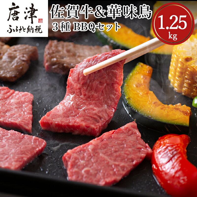 【ふるさと納税】佐賀牛 華味鳥 九州産豚 BBQセット 3種 合計1.25kg アウトドア バーベキュー 牛肉 豚肉 鶏肉「2025年 令和7年」