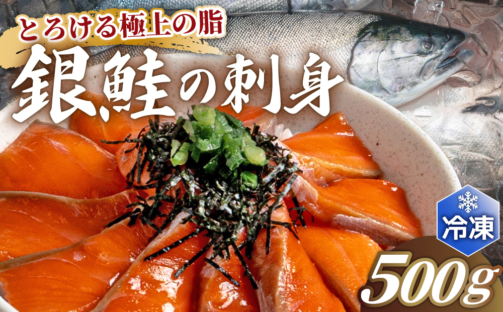 銀鮭の刺身 500g 【ru-0928】 刺身 銀鮭 シャケ サーモン 鮭 魚 魚介類 海鮮 おかず 米 簡単 便利 新鮮 北海道 登別