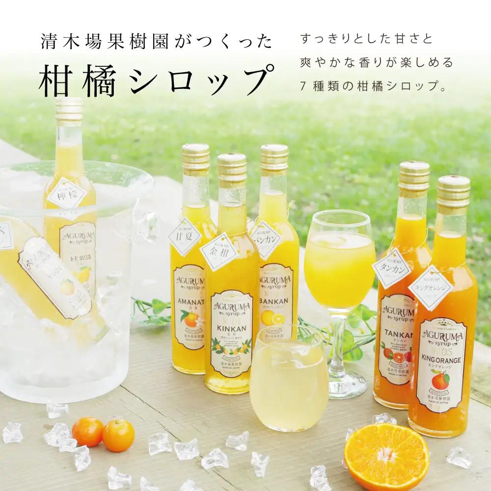 柑橘シロップ 300ml×7本セット [7種類] 柑橘 果物 金柑 甘夏  河内晩柑 檸檬 レモン たんかん キングオレンジ ゆず ドリンク ジュース 炭酸割り ハイボール カクテル かき氷 ヨーグル
