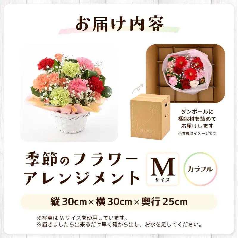 季節のフラワーアレンジメント M (カラフル) 花束 生花 プレゼント [A-20712_03]