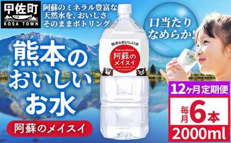 【定期便12ヶ月】熊本のおいしいお水 阿蘇のメイスイ 2L×6本（1ケース）（共通返礼品・御船町） - 飲料水 ミネラルウォーター 軟水 防災 備蓄 ローリングストック【価格改定】