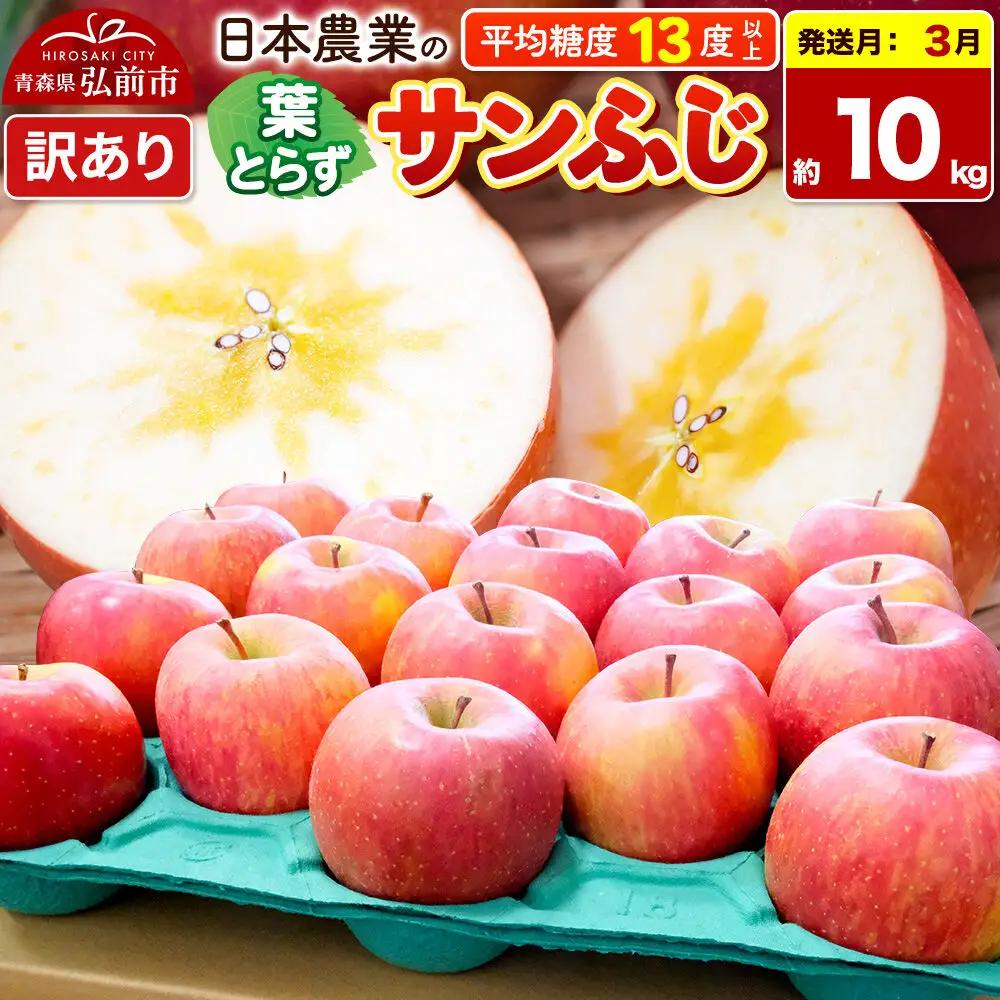 【27年3月クール便発送】りんご 葉とらずサンふじ 【訳あり】 約10kg 平均糖度13度以上 青森県産