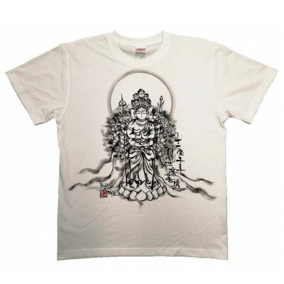 【ふるさと納税】手描きTシャツ 仏画 十一面千手観音 白 (半袖 XLサイズ)【1615161】