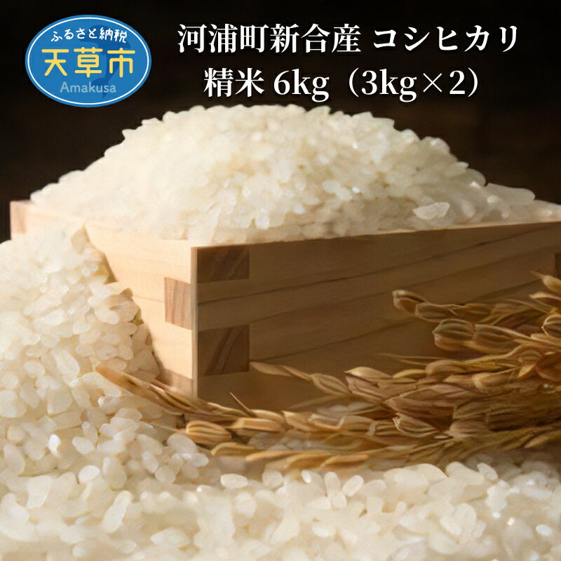 【ふるさと納税】米 令和7年産 6kg コシヒカリ 3kg × 2袋 2025年産 精米 河浦町新合産 ごはん 白米 おにぎり 熊本県 天草 シンボル頭岳 国内産 色彩選別機使用 きれいなお米 お取り寄せ 故郷の味 常温 国産 送料無料
