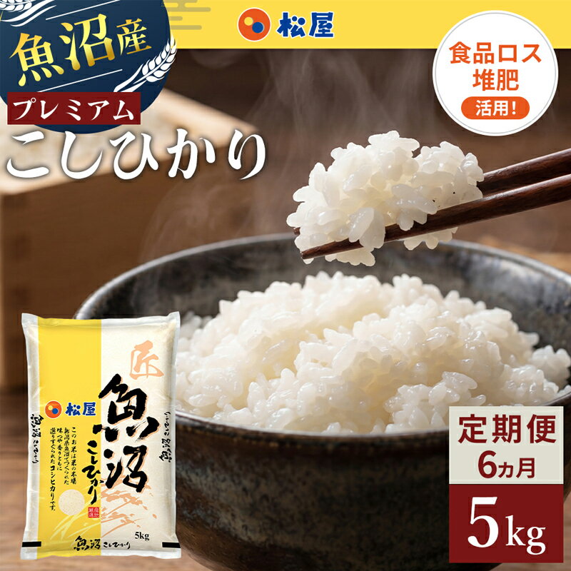 【ふるさと納税】【定期便 6か月】 松屋フーズ 最高級 魚沼産コシヒカリ 5kg　お届け：2026年10月下旬～2027年3月下旬まで
