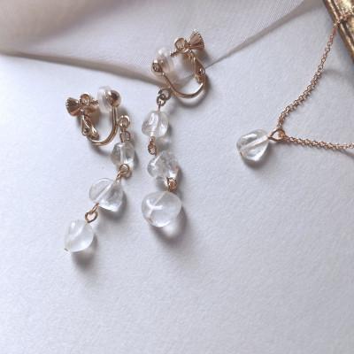 ふるさと納税 長岡京市 Agaroハンドメイド誕生石のイヤリング&ネックレス(トパーズ) おまかせデザイン2点SET |  | 01