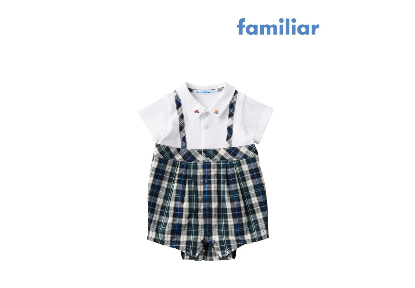
袖付きロンパス　/ ファミリア familiar ロンパス (150103) ロンパース 綿 コットン 日本製 子供服 子ども服 キッズウェア ベビー服 子ども 子供 こども キッズ BABY 子育て ママ 子供用 プレゼント ギフト お祝い
