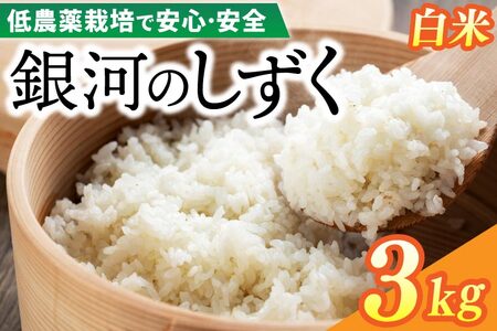 【新米 先行予約】令和6年産 銀河のしずく 3kg (精米) 低農薬栽培米 生産者直送 (EI001)