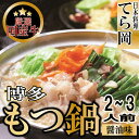 【ふるさと納税】日本料理てら岡《国産牛》博多もつ鍋（醤油味）2～3人前.B294