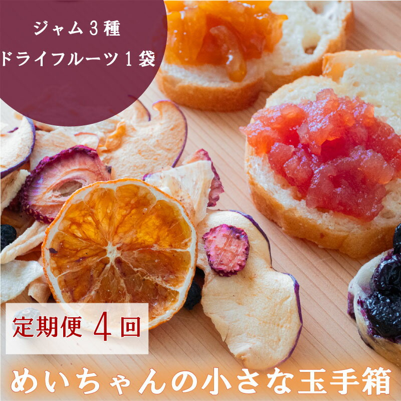 【ふるさと納税】 定期便 4回 ジャム 3種類 ドライフルーツ 1種類 セット めいちゃんの小さな玉手箱 田條園 いちご ブルーベリー 新高梨 温州みかん はっさく ぽんかん やまもも いちじく りんご レモン 土佐文旦 くだもの 秋 旬 高知県 須崎市 フルーツ TJ3000-1