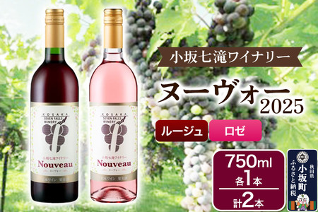ワイン 小坂七滝ワイナリー ヌーヴォー2025 2本セット （ルージュ・ロゼ 750ml×各1本）
