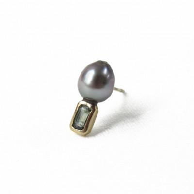 ふるさと納税 座間味村 kerama pearl × green sapphire earring 2 / K18 (片耳)