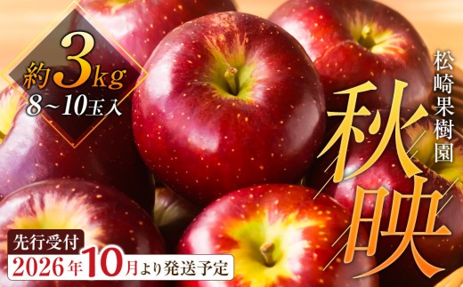 
                  【2026年発送／先行予約】りんご「秋映」約3kg（8～10玉）【松崎果樹園】
                