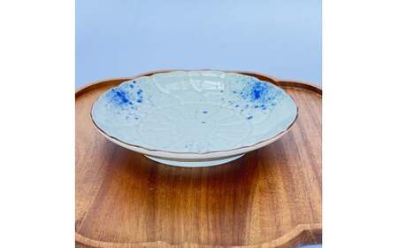 有田焼 吹き墨縁錆睡蓮彫 和皿 2枚【有田焼 花伝作】食器 器 和皿 皿 セット 白 渕錆 A25-567