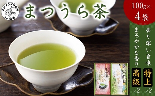 
                  ＼お中元熨斗対応／松浦茶セット(特上100g×2　高級100g×2)( 松浦 茶畑 茶葉の持つ旨味 香り 赤土土壌 渋くない )【B4-108】
                