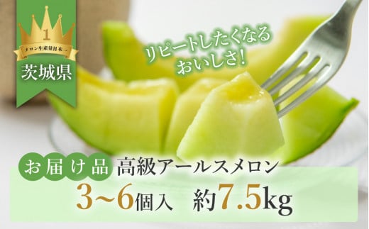 【先行予約】茨城県産アールスメロン約7.5kg（3～6個）【2026年9月上旬～10月上旬ごろ発送予定】【 国産メロン 茨城県産メロン メロンの王様 高級メロン めろん  果物 くだもの フルーツ 季