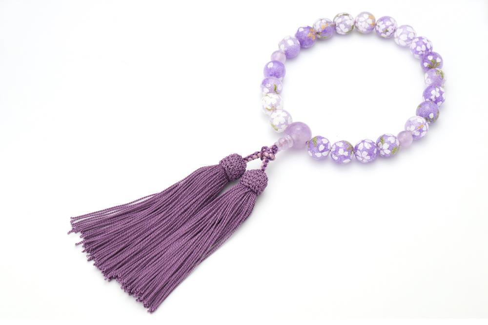 【京念珠×京ちりめん】数珠 藤雲石 ラベンダー〈数珠袋付き〉｜土屋念珠店 女性用 レディース 数珠 略式 仏具［ 京都 念珠 珠数 京念珠 仏具 人気 おすすめ お取り寄せ 通販 送料無料 ふるさと納税 ］ 261009_B-FR82