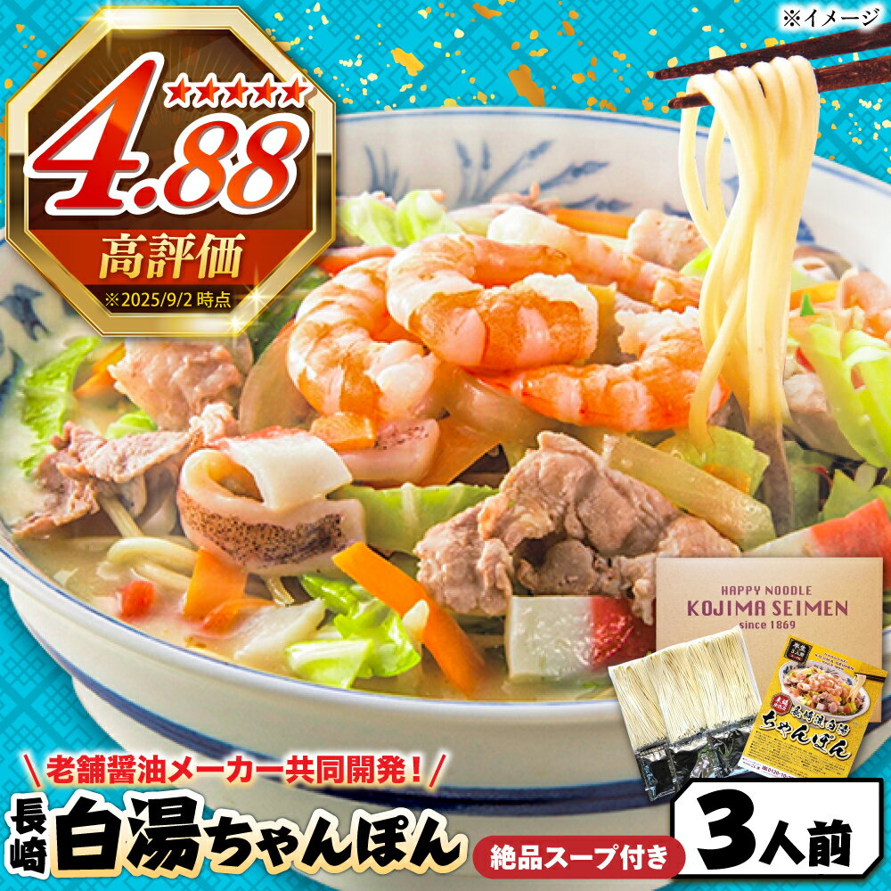 【ふるさと納税】【本場仕込みの極上スープ】長崎白湯ちゃんぽん 3食 / ちゃんぽん チャンポン 長崎ちゃんぽん 麺 お試し 2000 2000円 2千円 / 南島原市 / こじま製麺[SAZ025]