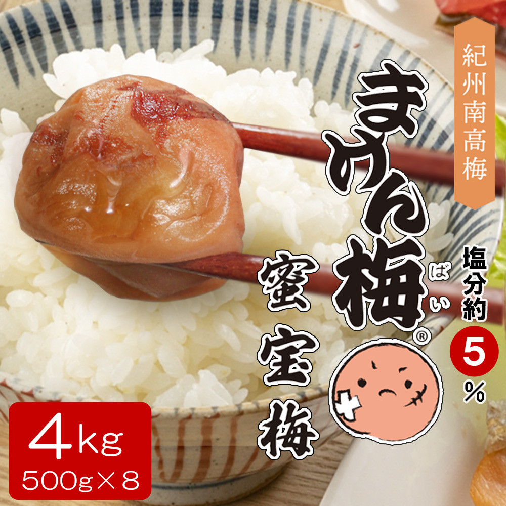 まけん梅(R) はちみつ漬 蜜宝梅 4kg(500g×8) 塩分約5％ 梅干し 紀州南高梅 nankiume004