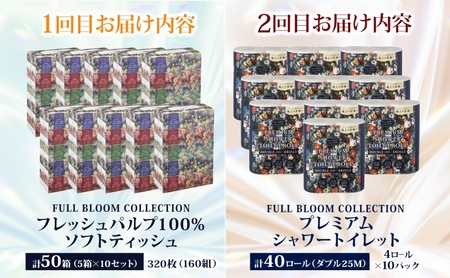 頒布会 フルブルームコレクション プレミアムシャワートイレット ダブル 40ロール ソフトティッシュ 50箱 日本製 保湿 吸収 やわらか トイレットペーパー ティッシュ 花柄 まとめ買い 日用品 消