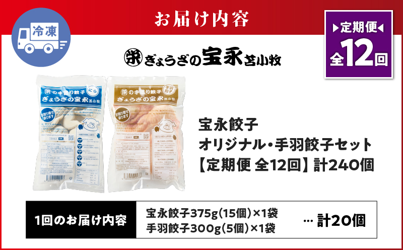 【定期便・全12回 毎月】手包み餃子 ぎょうざの宝永 手羽餃子20個セット（宝永餃子15個入×1袋・手羽餃子5個入×1袋）　T004-T06-01-05