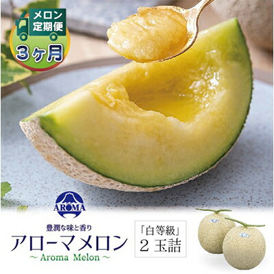 【ふるさと納税】【毎月定期便】アローマメロン(白等級) 2玉 全3回【配送不可地域：離島・北海道・沖縄県】【4013005】