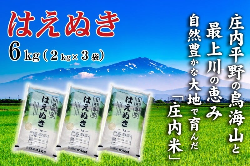 
                  令和7年産【精米】 はえぬき 6kg (2kg×3袋) SI SB0868
                